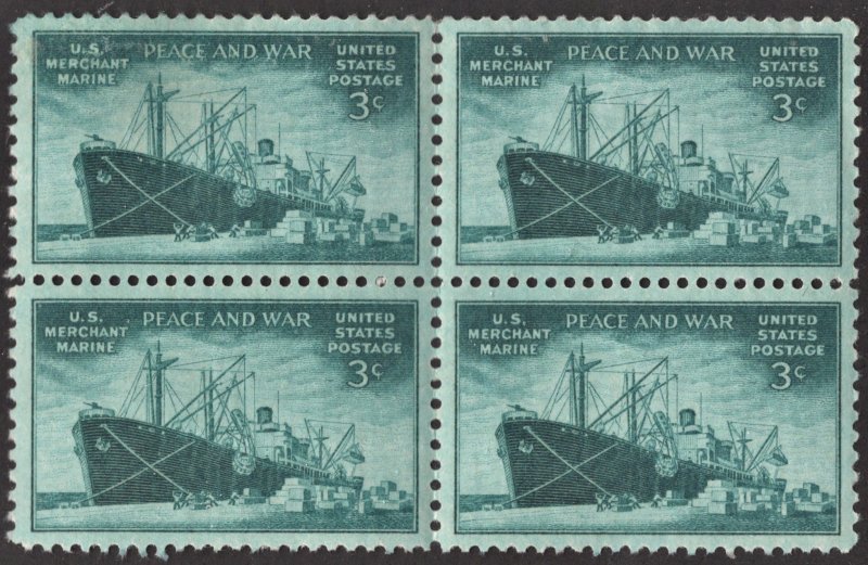SC#939 3¢ Merchant Marine Issue Block of Four (1946) MDG