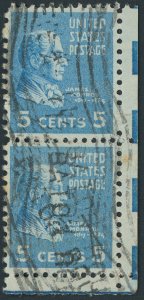US 810 5 cent Presidential Issue; Used vertical pair -- See details and scan