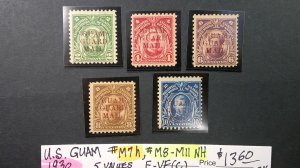 Guam (U.S.Administration) 1930 Scott# M7 Hinged, M8-M11 MNH F-VF set of 5 values