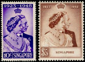 SINGAPORE SG31-32, ROYAL SILVER WEDDING set, NH MINT. Cat £110.