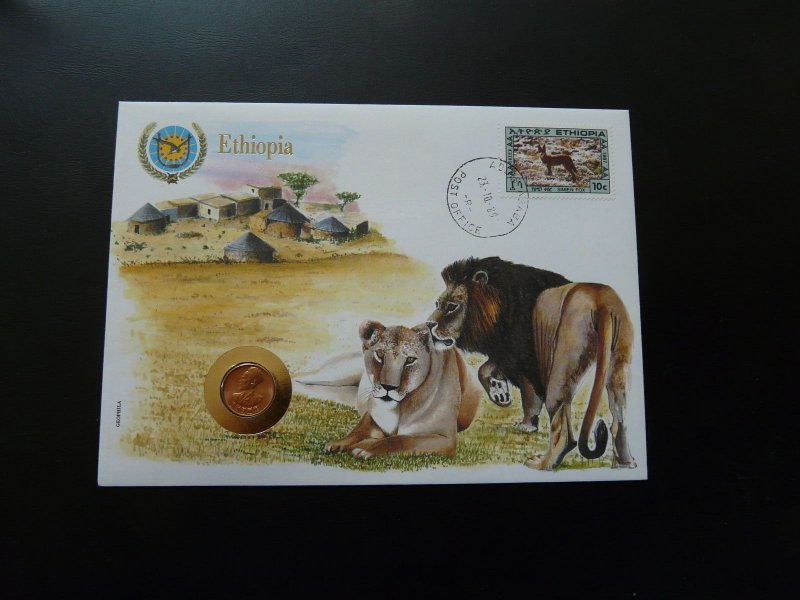 animals fauna numismatic cover with coin Numisbrief Ethiopia 1989