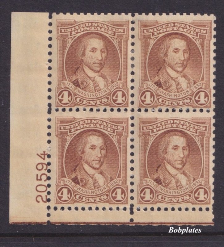 BOBPLATES #709 Washington Lower Left Plate Block 20594 F-VF LH SCV=$5 *