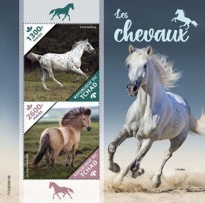 CHAD - 2020 - Horses - Perf Souv Sheet - Mint Never Hinged