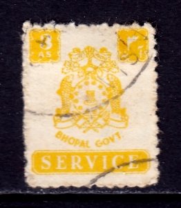 India (Bhopal) - Scott #O52 - Used - Crease LR corner, light thinning - SCV $22