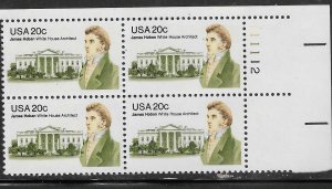 US#1936 20c -James Hoban -Plate Block of 4 (MNH) CV $2.00