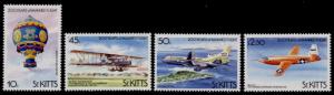 St Kitts 123-6 MNH Manned Flight, Balloon, Aircraft