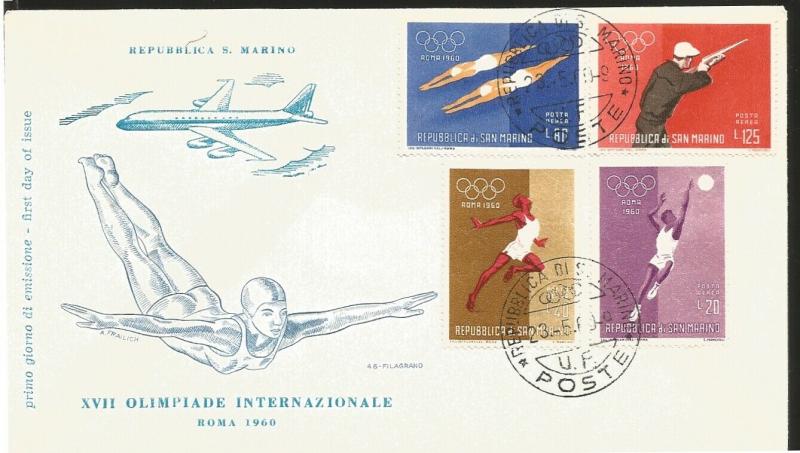 O) 1960 SAN MARINO, OLYMPIC GAMES. SWIMMING-TARGET SHOOTING-BASKETBALL-SPRINT RA