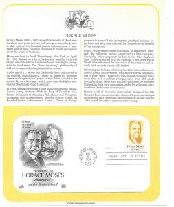 1984 Tribute to Horace Moses, Junior Achievement Sc 2095 FDC info page PCS