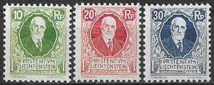 1925 Liechtenstein 3v. MNH Unificato n. 72/74