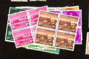 INDIA #302-18 MINT BLOCKS FVF OG NH Cat $164