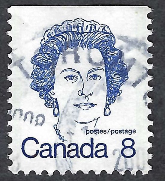 Canada #593xxi 8¢ Queen Elizabeth (1974). From booklet. Used.