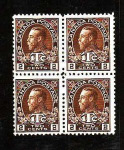 Canada-Sc#MR4- id1859-unused 2c + 1c brown War Tax block of 4-one stamp   