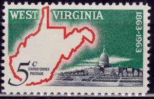 United States, 1963, West Virginia Statehood Anniv., 5c, sc#1232, MNH