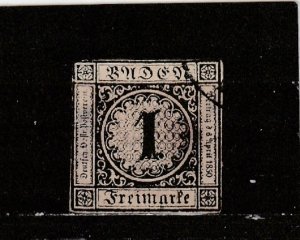 Baden  Scott#  6  Used  (1853 Numeral)