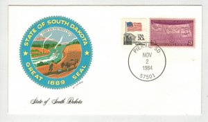 HISTORIC COVER GREAT SEAL OF STATE OF SOUTH DAKOTA STATEHOOD STAMP 858 NORTHWEST