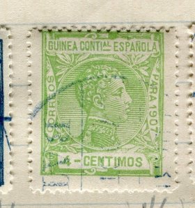 SPANISH GUINEA; 1907 early Alfonso issue fine used 4c. value