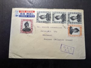 1963 British Borneo Brunei Airmail Cover Kuala Belait to Akranesi Iceland