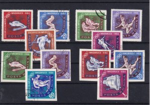 SA10 Romania 1963 Olympic Games - Innsbruck 1964 used stamps perf and imperf