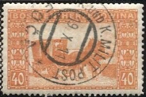 BOSNIA HERZEGOVINA  Austria 1906 Sc 40 Used 40h, FOCA  Military Cancel