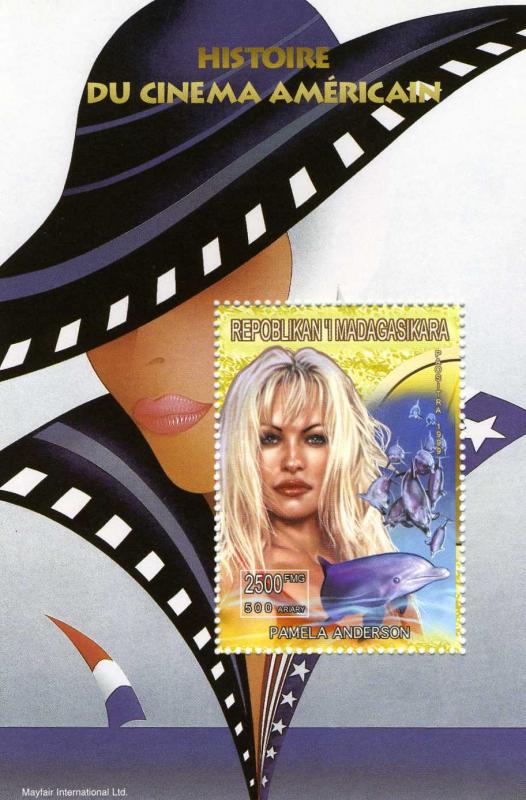 Madagascar 1999 American Cinema PAMELA ANDERSON s/s Perforated Mint (NH)