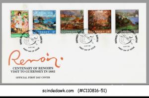 GUERNSEY - 1983 CENTENARY OF RENOIR'S VISIT / PAINTING 5V FDC