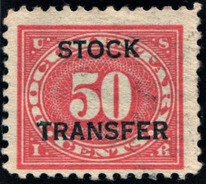 RD9 50¢ Stock Transfer Stamp (1918) Used