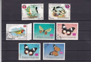 SA25f Yemen 1960's Butterflies, Fishes and Bird used stamps