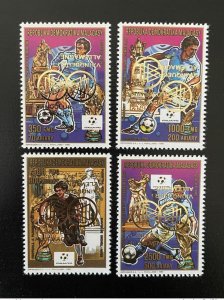 Madagascar 1989 / 1993 DOUBLE INVERT surch Mi. 1543 - 1546A Italia 1990 Football-