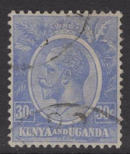 KENYA, UGANDA & TANGANYIKA SG84 1922 30c ULTRAMARINE FINE USED