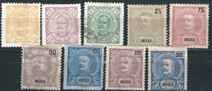 Angola 25//57 9 Different MN/U F/VF 1893-1903 SCV $47.50