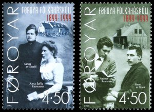 FAROE ISLANDS Sc 374-75 VF/MNH - 2000 4.5k School Founders - P.O. Fresh