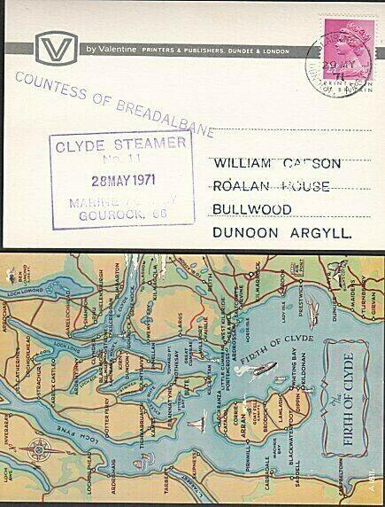 GB SCOTLAND 1971 postcard COUNTESS OF BREADALBANE Clyde steamer cachet.....57388