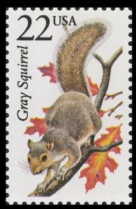 US 2295 North American Wildlife Gray Squirrel 22c single MNH 1987