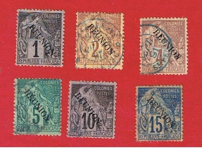 Reunion #17-22   F-VF used   Overprints  Free S/H