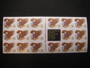 Scott 2595a, 29c Brown Eagle, Pane of 17, #B4344 1, Type B liner, MNH Beauty