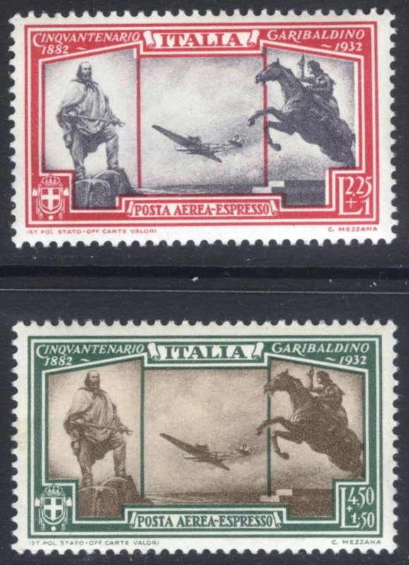 Italy 1932 2.25L+1L-4.50L+1.50L Garibaldi AIR Sp DEL Scott CE1-CE2 MNH Cat $80