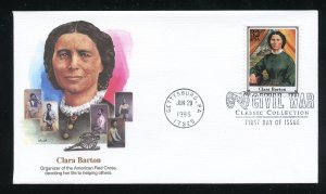 US 2975c Civil War Issue - Clara Barton UA Fleetwood cachet FDC