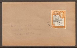 FALKLAND IS.DEP. SGG6e 1946 6d OCHRE USED ON ENVELOPE