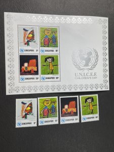 SINGAPORE # 218-221a--MINT NEVER/HINGED----COMPLETE SET & SOUVENIR SHEET----1974