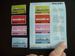 Stamps - Malawi - Scott# 251-254a - Mint Never Hinged Set of 4 Stamps & Souvenir