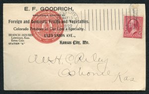 US 1899 Advertising Cover E.F.Goodrich Grocery and Fruit Wholesaler