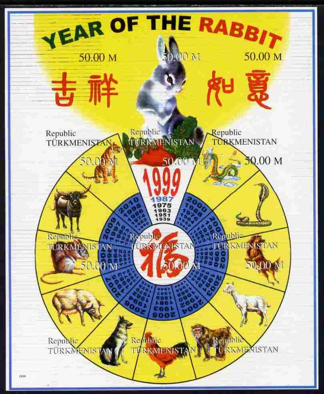 Turkmenistan 1998 Chinese New Year - Year of the Rabbit c...