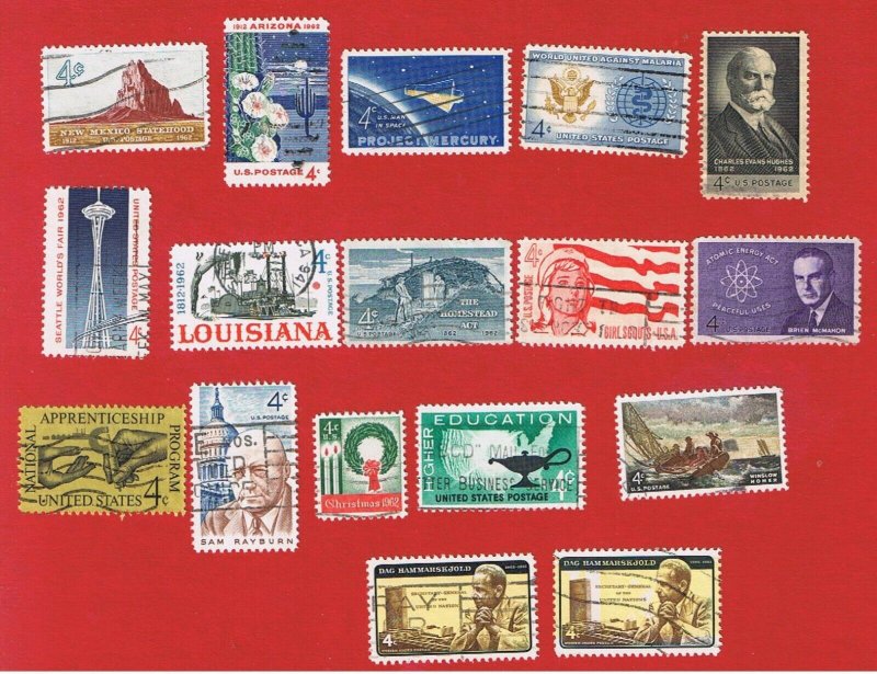 #1191-1207 VF used 1962 Commemoratives Complete  Free S/H