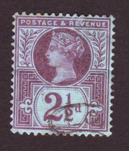 Great Britain 1887 Sc#114, SG#201 2-1/2d Queen Victoria USED. 
