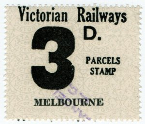 (I.B) Australia - Victoria Railways : Parcels Stamp 3d (Melbourne)