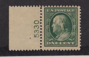 1908 Sc 331 MNH plate number single  Hebert CV $62