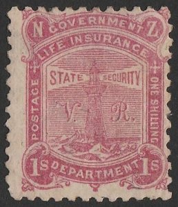 NEW ZEALAND 1891 Lighthouse 1/- rose, perf 12x11½. CP X6a cat NZ$1800.