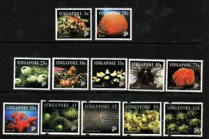 Singapore-Sc#674-84A- id8-unused NH set-Marine Life-Coral-Fish-1994-