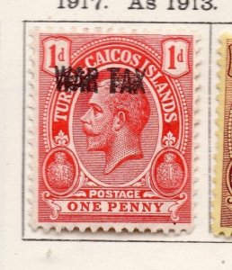 Turks Caicos 1917 Early Issue Fine Mint Hinged 1d. Optd 269542