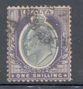 Malta Sc 27 1903 1/ violet & gray Edward VII stamp used